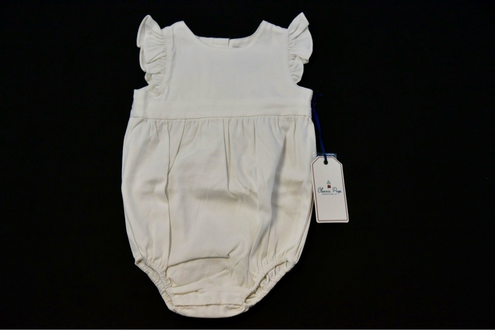 Classic Prep Baby Romper Girls 18-24 M White Sleeveless Ruffle Spring Summer